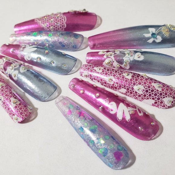 XXL Coffin-Ballerina Gel Press on Nails - Picture 4 of 10